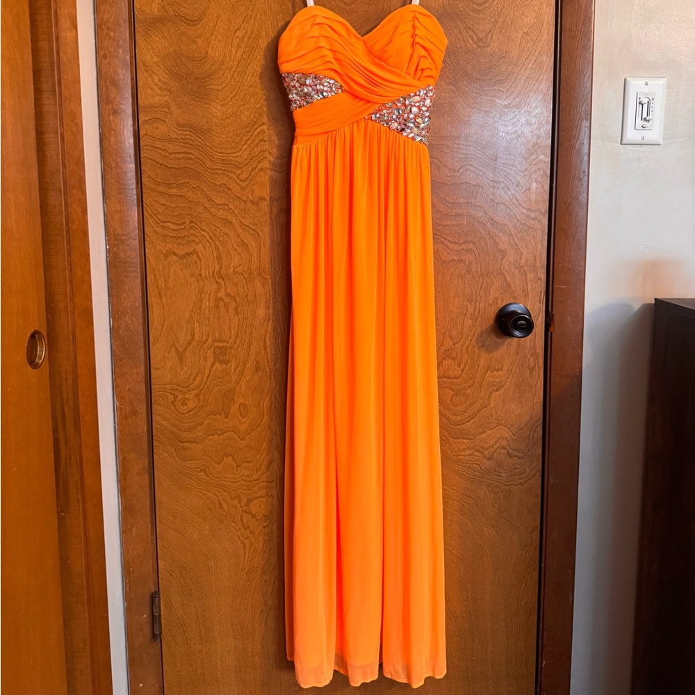 Prom Orange Strapless Dress